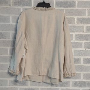 Liz Claiborne Women's 100% Linen Cream  Button Down Shacket Size 2X NWT